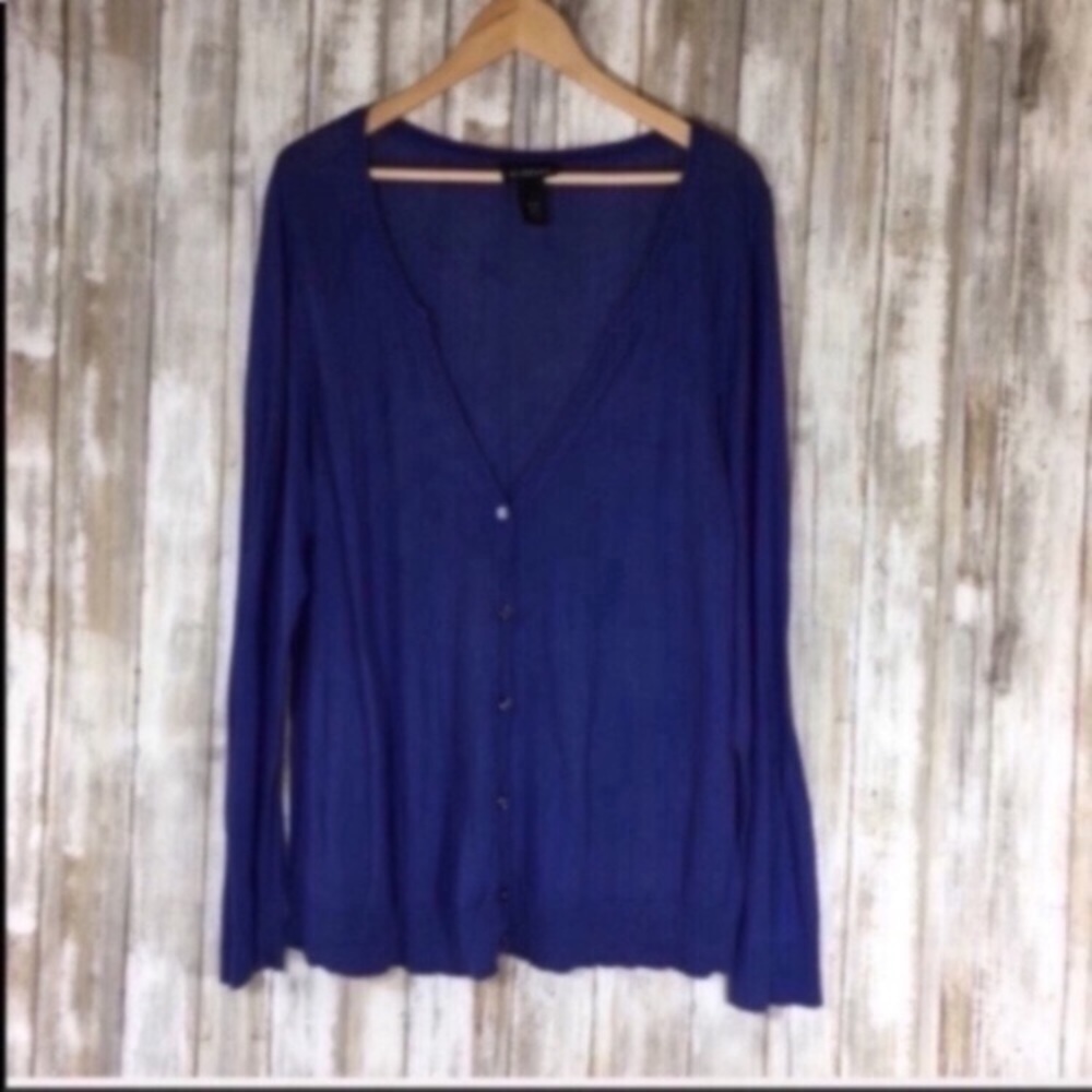 Lane Bryant Navy Blue Button Front Cotton Cardigan Sweater 18/20 Plus